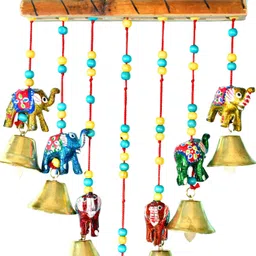 dreamkraft Handcrafted Elephant Door Hanging Showpieces Plastic, Wood Windchime image 3
