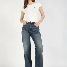 Tommy Hilfiger Women Solid Round Neck Cotton Slim Fit T-shirt image 3