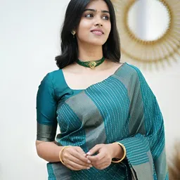 Sidhidata Embellished Zari Silk Blend Designer Banarasi Saree image 5