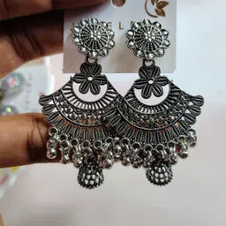 pawan trendz Women’s Traditional & Oxidised Jhumka Earring Combo Set – Pack of 6 J ko Brass, Sterling Silver Earring Set image 4