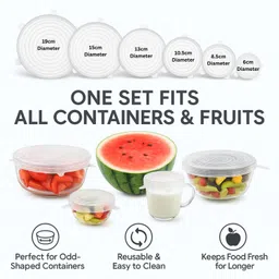 approxzero Multipurpose Reusable Silicone Food Covers (6 Pcs) 8 inch Lid Set, Pack of 6 image 3