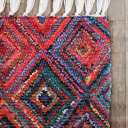 HOMADORN Blue & Red Geometric Printed Anti Skid Dhurrie image 5