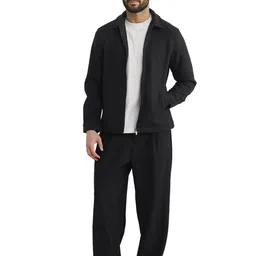 RARE RABBIT Men Spread Collar Solid Casual Bomber Jacket image 5