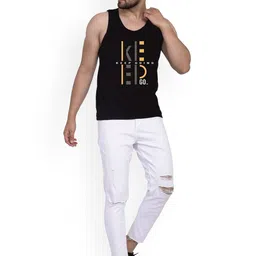 SLOWLORIS Pack Of 2 Rich Sleeveless Innerwear Vests  SL26 (BLACK KEEP) (WHITE ADV) image 5