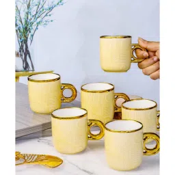 roxx Porcelain Coffee/Tea Gold Design Mug Set of 6pcs image 2
