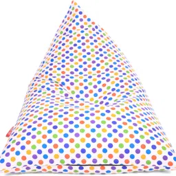 style homez XXL Pyramid Cotton Canvas Polka Dots Printed Lounger Bean Bag With Bean Filling image 3
