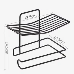 jiyancreation Adhesive Mobile Phone Dispenser Hanger Organizer Bathroom Art-Black Stainless Steel Toilet Paper Holder image 2