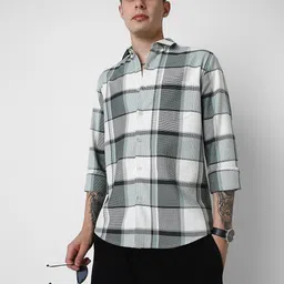 VASTRADO Men Classic Tartan Checks Opaque Checked Casual Shirt image 5