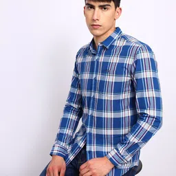Lee Slim Fit Tartan Checks Spread Collar Long Sleeve Pocket Cotton Casual Shirt-picture-25