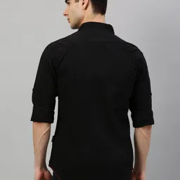 Roadster Men Black Regular Fit Solid Sustainable Casual Shirt image 4