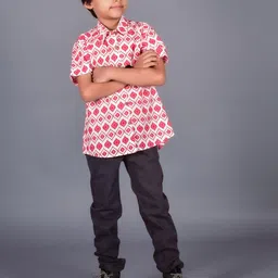 BAESD Boys Relaxed Ethnic Motifs Printed Cotton Spread Collar Opaque Casual Shirt image 2