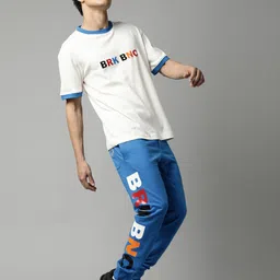 Breakbounce Men Off White Typography Pure Cotton T-shirt image 5