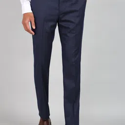 raymond Men Slim Fit Dark Blue Polyester Trousers-picture-25