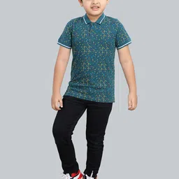 3PIN Boys Conversational Printed Polo Collar Cotton T-shirt image 3