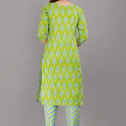 HIGHLIGHT FASHION EXPORT Floral Printed Pure Cotton Kurta with Trousers & Dupatta image 3