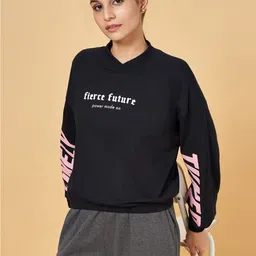 Ajile by Pantaloons Typography Printed Turtle Neck Cotton Pullover Sweatshirt image 4