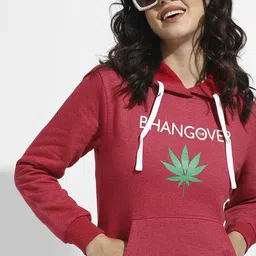 Campus Sutra Typography Printed Hooded Cotton Pullover Sweatshirt image 2