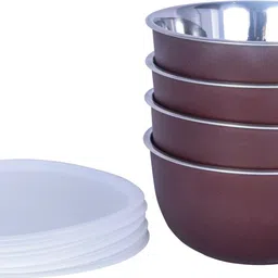 zaib Stainless Steel Mixing Bowl Stainless Steel Microwave Safe Euro Mixing Serving Bowl Set of 4 / Food Storage Container for Kitchen ( 4pcs x 500 ML Bowls) image 3
