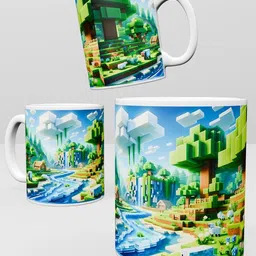 inkywinky Minecraft Scenery RiversidePrinted Coffe Ceramic Coffee Mug-picture-46