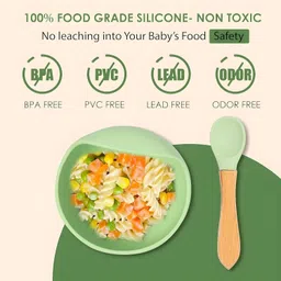 quvira Silicone Baby Feeding Bowl with Spoon Set BPA Free Suction Base - 100% Food Grade Silicone image 2