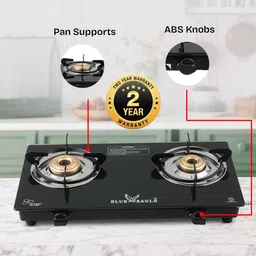 blue eagle 2 Burner Manual Compact with Toughened Glass Gas Stove High Efficiency Glass Manual Gas Stove image 4