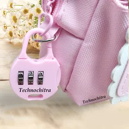 technochitra Rabbit Face Number Password Lock Dual Zipper Girls Art Artificial Leather Pencil Box image 2