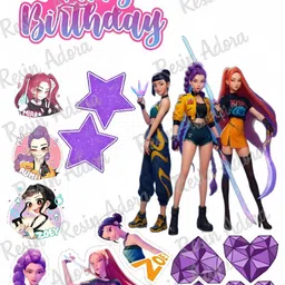 resin adora by dolly Pop Deamon Hunters Cake/Cupcake Toppers Paper Cut-outs image 3