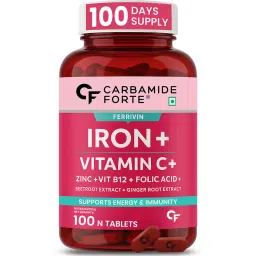 Carbamide Forte Iron + Vitamin C + Folic Acid Supplement | 100 Tablets | Energy | Immunity-image-84