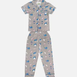 Growing Tree Boys Pack Of 2 Conversational Printed Pure Cotton Night suit image 4
