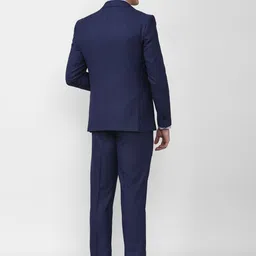 Peter England Elite Men Navy Blue Textured Single-Breasted Slim-Fit Three-Piece Formal Suit image 2