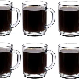 vetreo (Pack of 6) Women's First Choice Glass Coffee Mug Set of 6 - 240Ml Hot or Cold Beverages Mugs Wide Mouth Clear Espresso Cups with Handle Lead-Free Drinking Glassware Tea Glasses for Latte,Cappuccino,Hot Chocolate,Tea,Juice Glass Set Water/Juice Glass-picture-11
