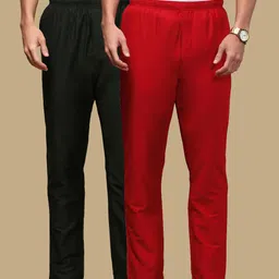white heart Pack of 2 Men's Solid Viscose Blend Pyjama Elasticwaist with Side Pockets Men Pyjama-picture-34