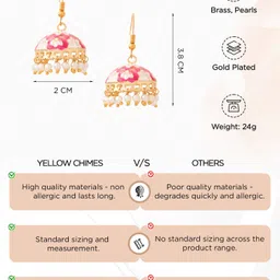 yellow chimes Meenakari for Women Combo of 3 pairs for Women & Girls Metal Jhumki Earring image 4