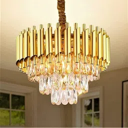 yavik Crystal 400mm gold polish metal color changing jhoomar Chandelier Chandelier Ceiling Lamp-picture-14