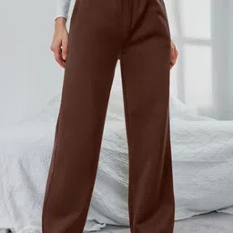 triraj Women Loose Fit, Straight Fit Brown Cotton Blend Trousers-picture-16