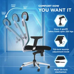 the sleep company Stylux SmartGRID Premium Ergonomic High-Back Desk Chair for Office & Home Nylon Office Executive Chair image 3