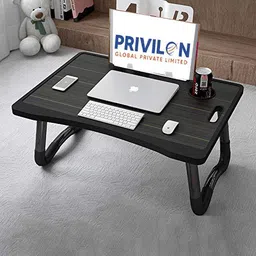 privilion global BLACK TWIST GOLDS LINE Wood Portable Laptop Table image 2