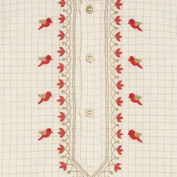 Tiber Taber Infants Floral Embroidered Pure Cotton Regular Kurta with Churidar image 4