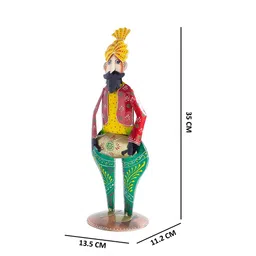Golden Peacock Multi-Coloured Handcrafted Sardar Musicians Decorative Showpiece image 3