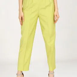 Vishudh Women Lime Green Printed Regular Kurta with Trousers image 2