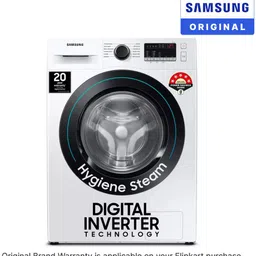samsung 8 kg 5 Star, Inverter, Hygiene Steam Digital Inverter Fully Automatic Front Load with In-built Heater White image 2