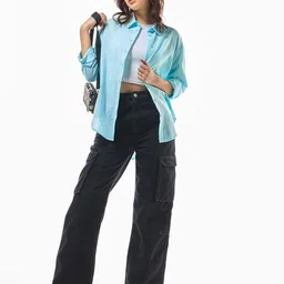 bewakoof Women Oversized Fit Solid Casual Shirt image 4