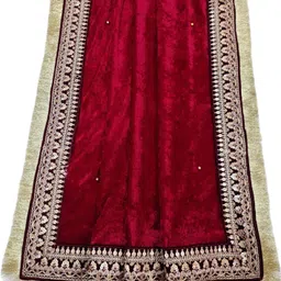 navti creations Velvet Embroidered Maroon Women Dupatta-picture-25
