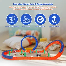 buddynjoy 41 Pcs Multiplayer Remote Control Racing Track Set with 360° Loop RC Car for Kid image 2