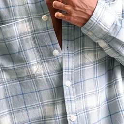 LOCOMOTIVE Premium Dobby men Textured Checked Utility Pocket Oversized shirt image 2