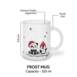 Indigifts White & Red Pack Of 2 Text or Slogans Printed Christmas Matte Glass Mugs - 325ML image 3