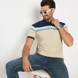 Duke Men Striped Polo Collar Cotton T-shirt image 4