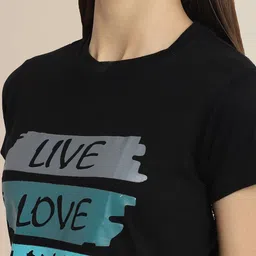 Fabflee Pack Of 3 Women Typography Printed Cotton T-shirt image 2