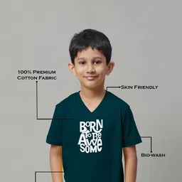 Friskers Boys Typography Printed V-Neck Skin Friendly Bio-Wash Pure Cotton T-Shirt image 5