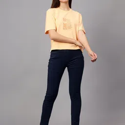 Cantabil Typography Printed Drop-Shoulder Sleeves Round Neck T-Shirt image 4